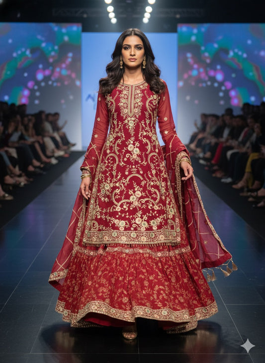 Banarasi Pakistani Lehenga with Embroidered Shirt