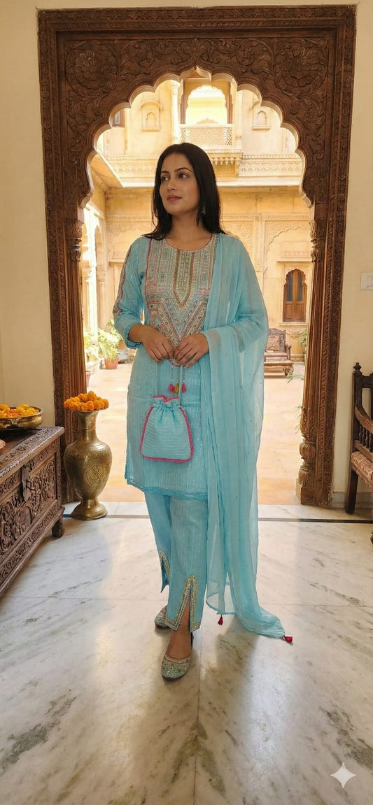 Pant suit with potli bag (H0001Y)
