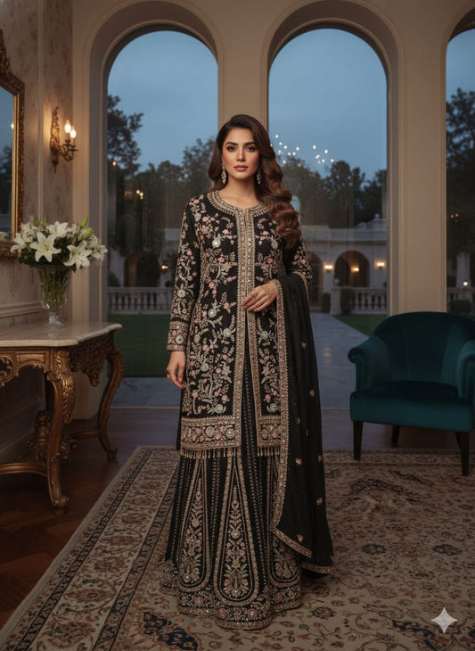 Black sharara suit (702671)